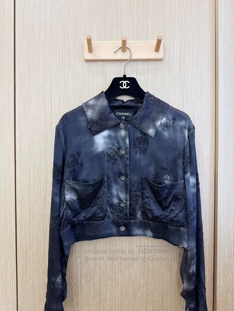Chanel Chanel Embroidered ink-dyed printed logo real silk satin s Size S / US 4 / IT 40 - 2 Thumbnail