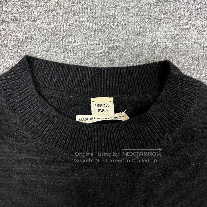 Hermes Hermes Jacquard Logo Cashmere Knit Short Sleeve Top Size XS / US 0-2 / IT 36-38 - 4 Thumbnail