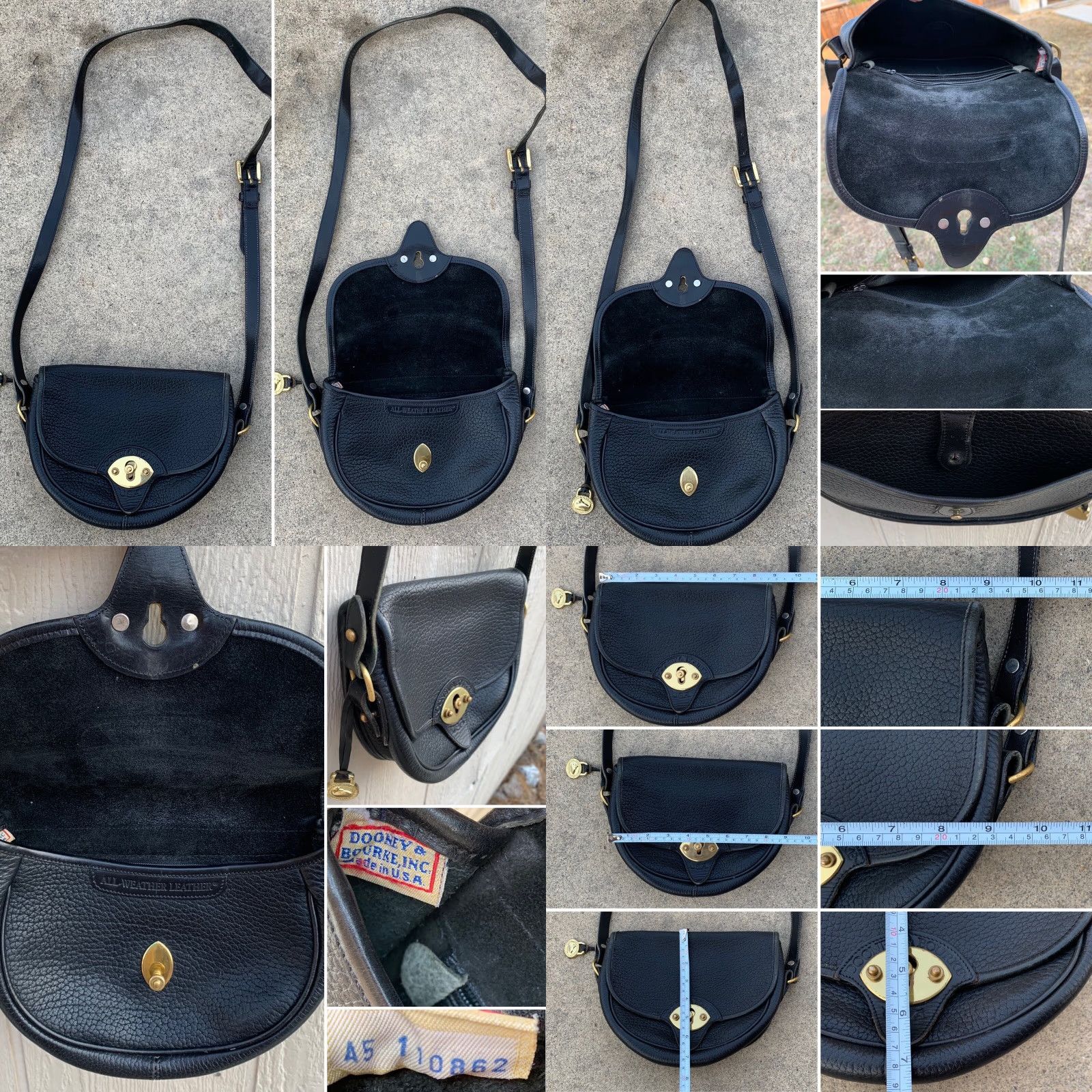Dooney & Bourke VINTAGE Dooney & Bourke Black Leather Crossbody Bag USA Made Brass Lock Adult Women Size ONE SIZE - 8 Thumbnail