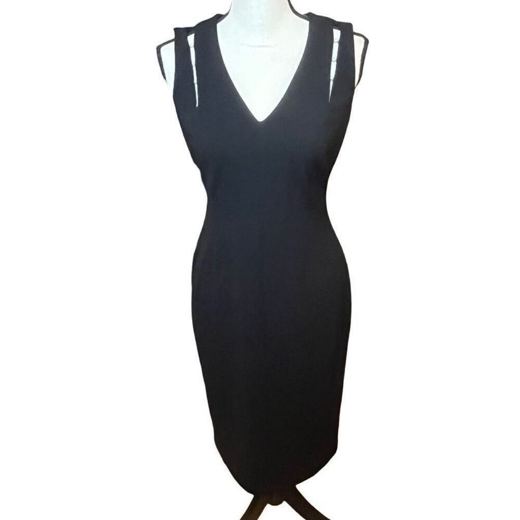 Calvin Klein Calvin Klein Pearl Black Cocktail Corporate Midi Dress 4 Size S / US 4 / IT 40 - 2 Thumbnail