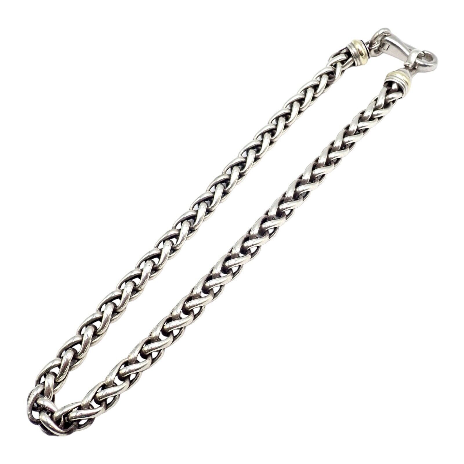 Silver 14k Yellow Gold Wheat 8.5mm Chain Necklace 16