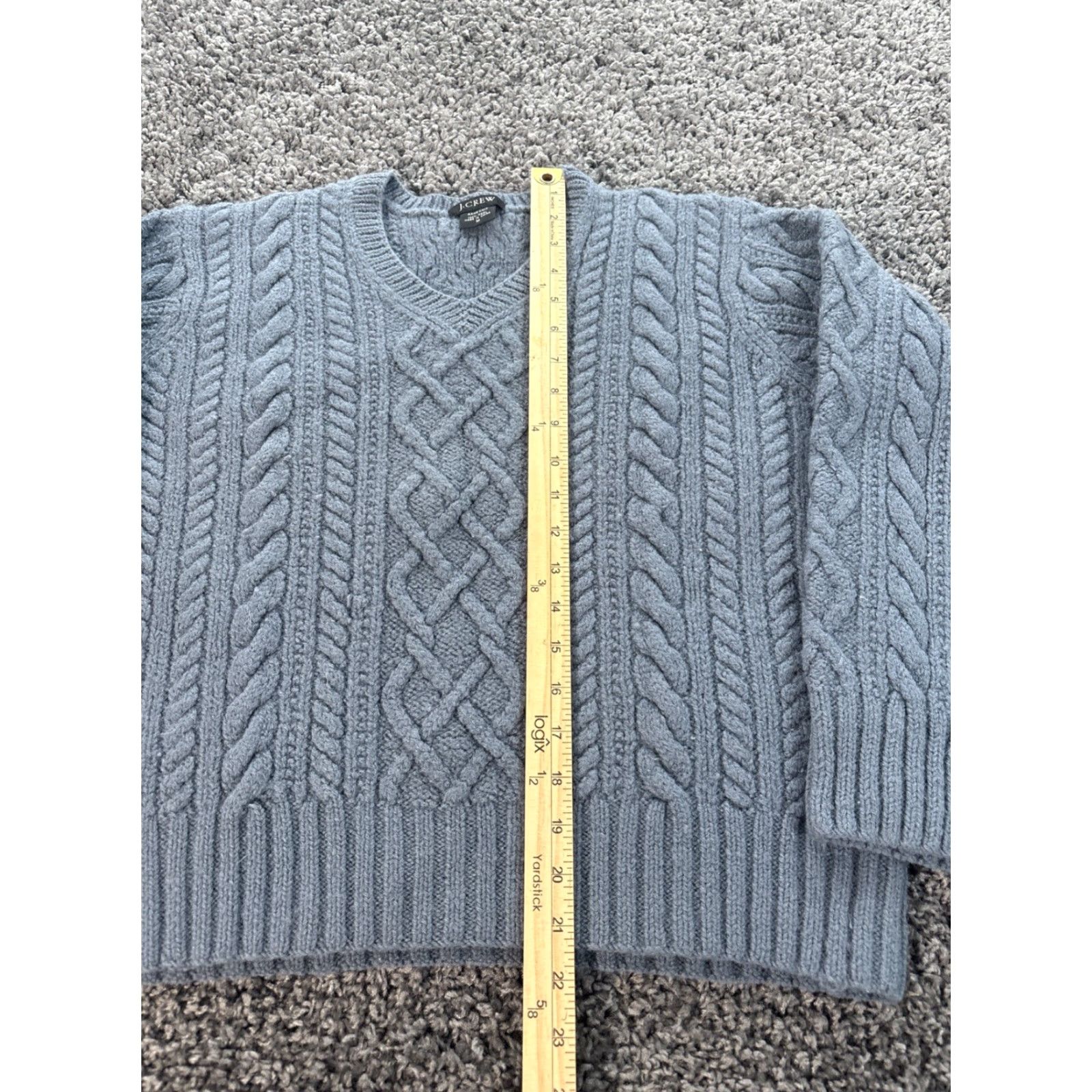 J.Crew VINTAGE J.CREW Cable Knit Sweater Womens Size M Blue Wool V-Neck Pullover Knit Long Sleeve for Women Size M / US 6-8 / IT 42-44 - 2 Thumbnail