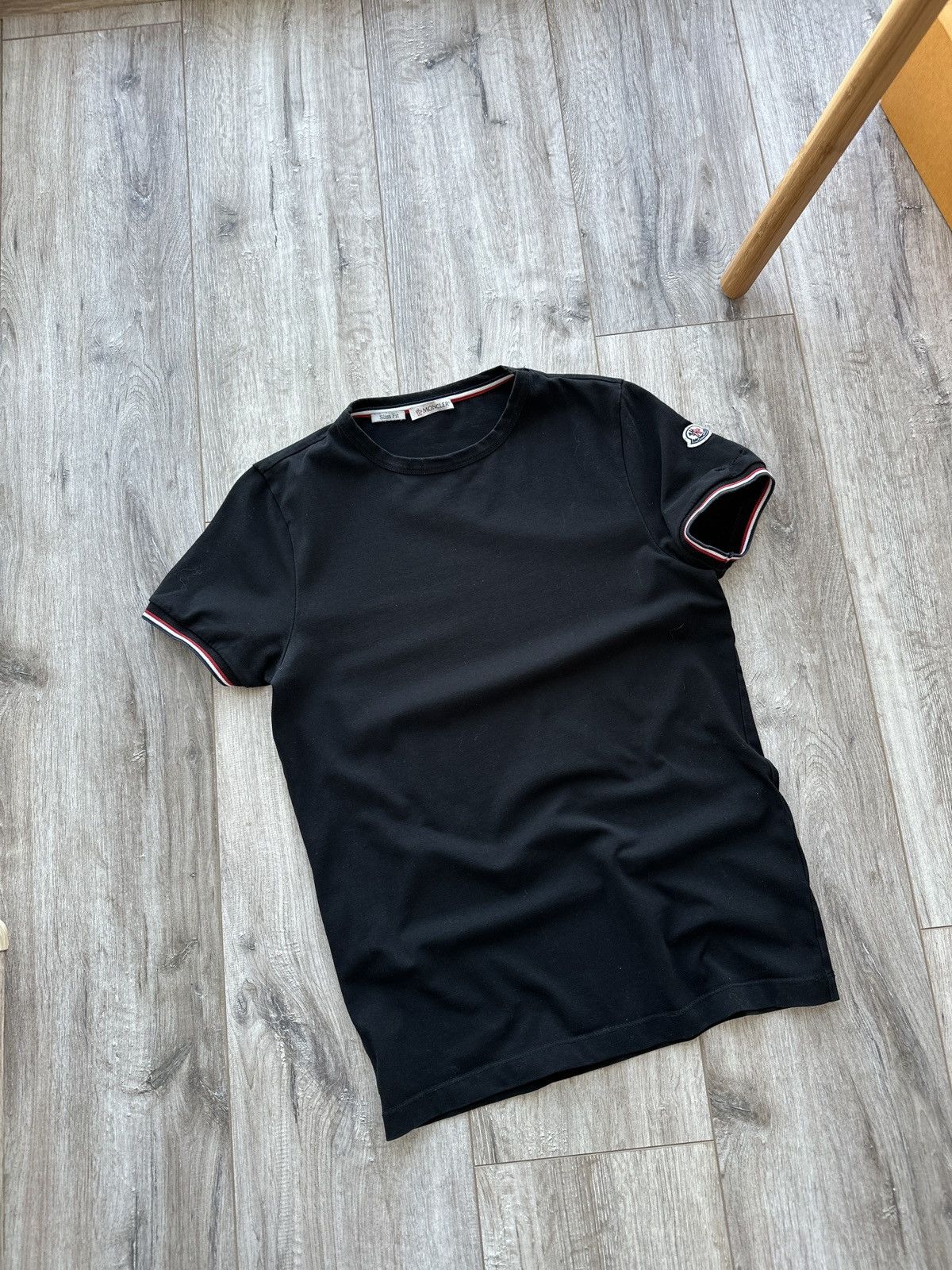 Moncler Maglia T-Shirt XS Black Small Logo Slim Fit Luxury