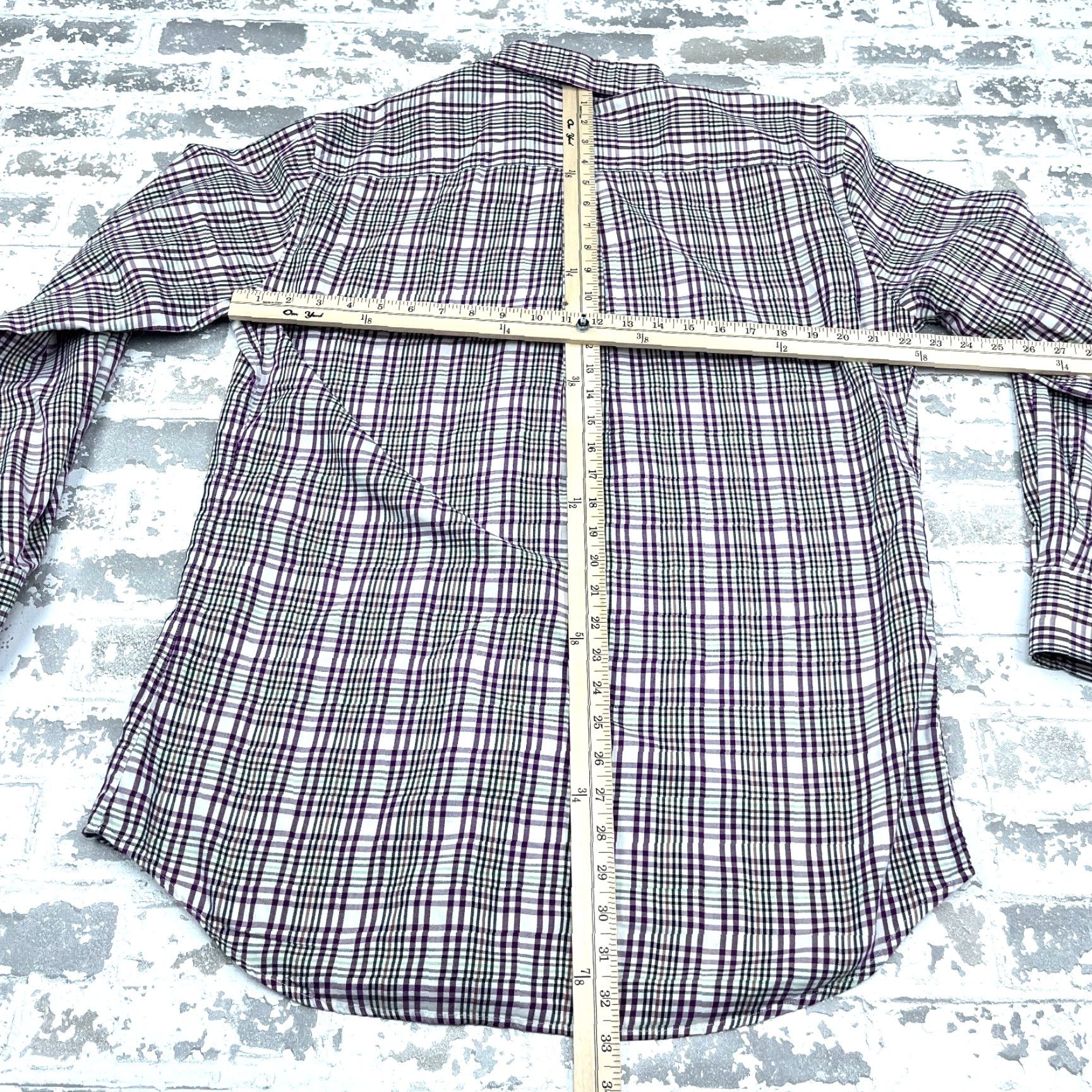 Peter Millar Peter Millar Shirt Men Large Purple White Plaid Flannel Dress Button Up Adult Size 42R - 6 Thumbnail