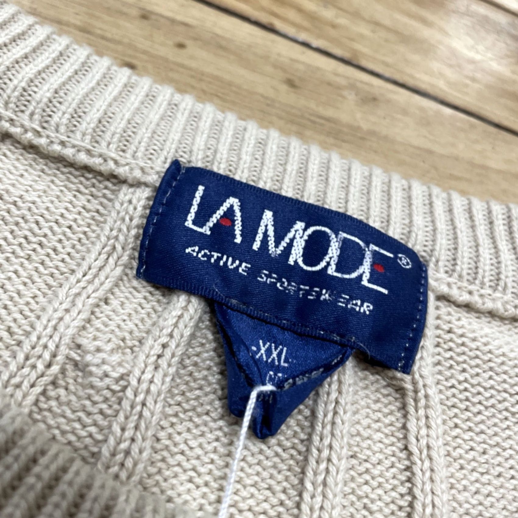 Vintage VINTAGE La Mode Sweater Men XXL Tan New Deadstock 90s Golf Cable Knit Old Money Pullover Knits Mens Size US XXL / EU 58 / 5 - 6 Thumbnail