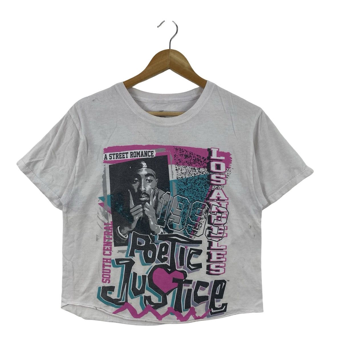 Vintage Vintage POETIC JUSTICE TUPAC 1993 Graphic Crop T-Shirt Size S / US 4 / IT 40 - 4 Thumbnail