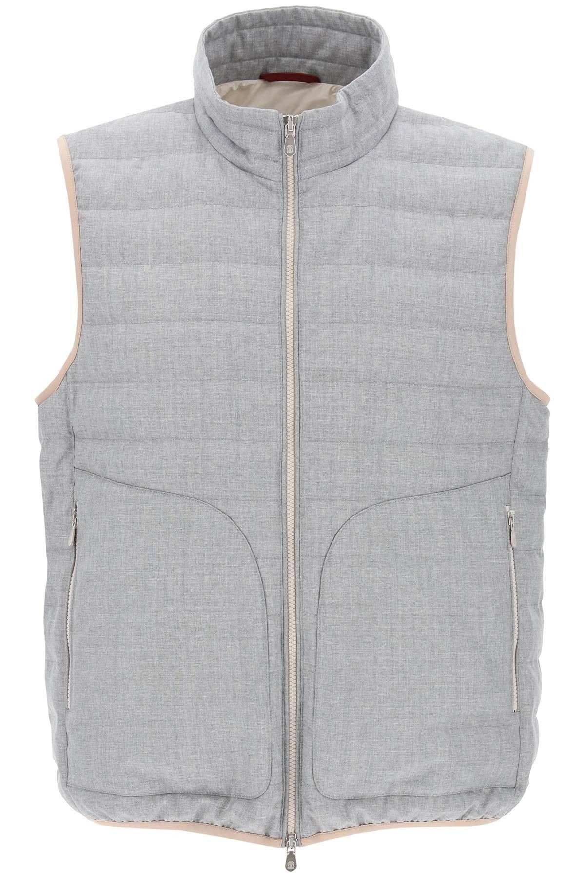 image of Brunello Cucinelli Wool Down Vest Size XL For Men in Grigio