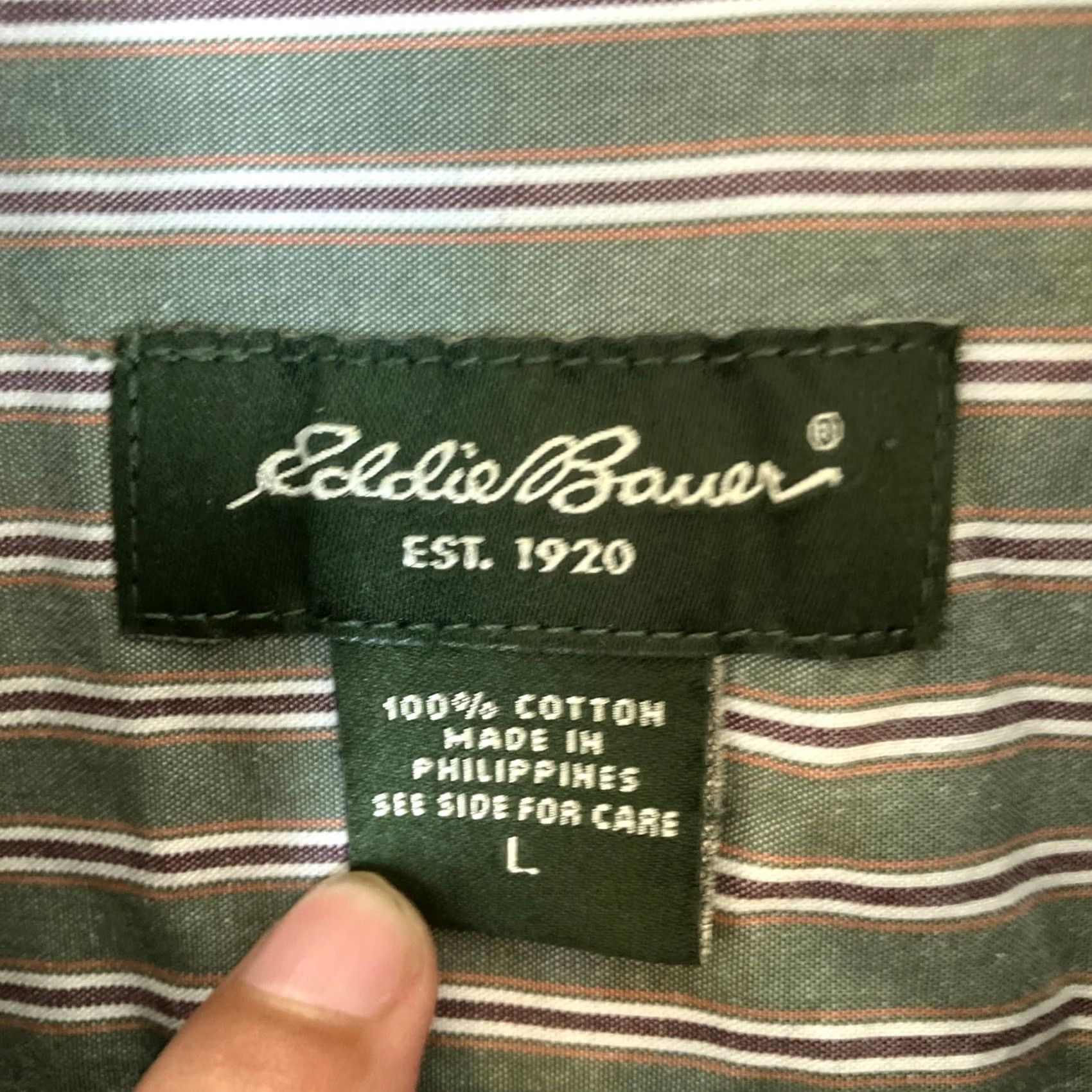Eddie Bauer Eddie Bauer Mens Shirt Green Multi Striped Button Down Long Sleeve 100% Cotton L Size US L / EU 52-54 / 3 - 6 Thumbnail