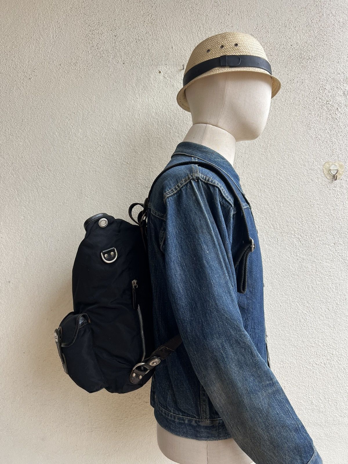 Felisi Vintage Felisi Italy Distress Hybrid Nylon Leather Backpack Size ONE SIZE - 5 Thumbnail