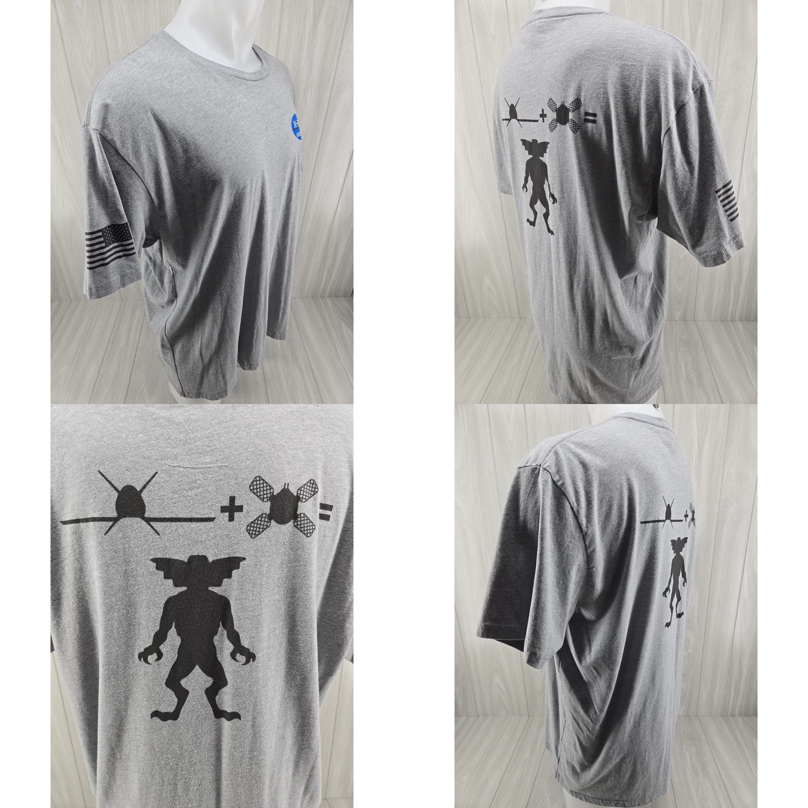 Next Level STAIN Dynetics Company X-61A Gremlins Men's Gray T-shirt Size 2XL Size US XXL / EU 58 / 5 - 8 Thumbnail