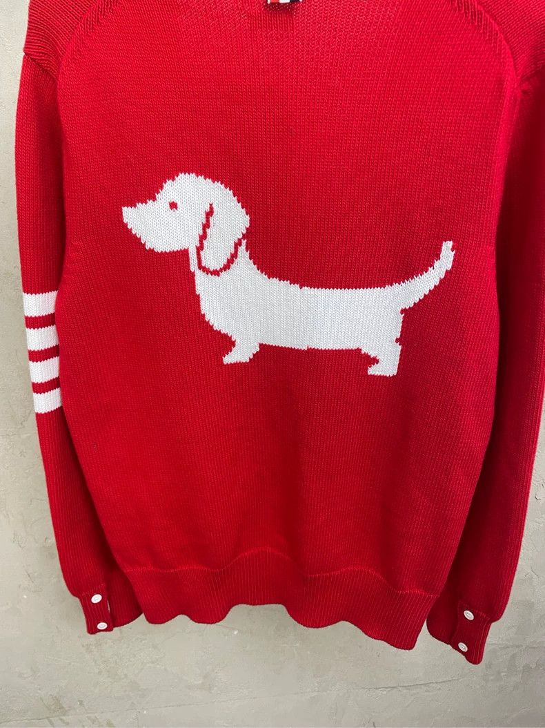 Thom Browne Thom browne Vintage red back puppy four-striped knitted car Size XS / US 0-2 / IT 36-38 - 4 Thumbnail