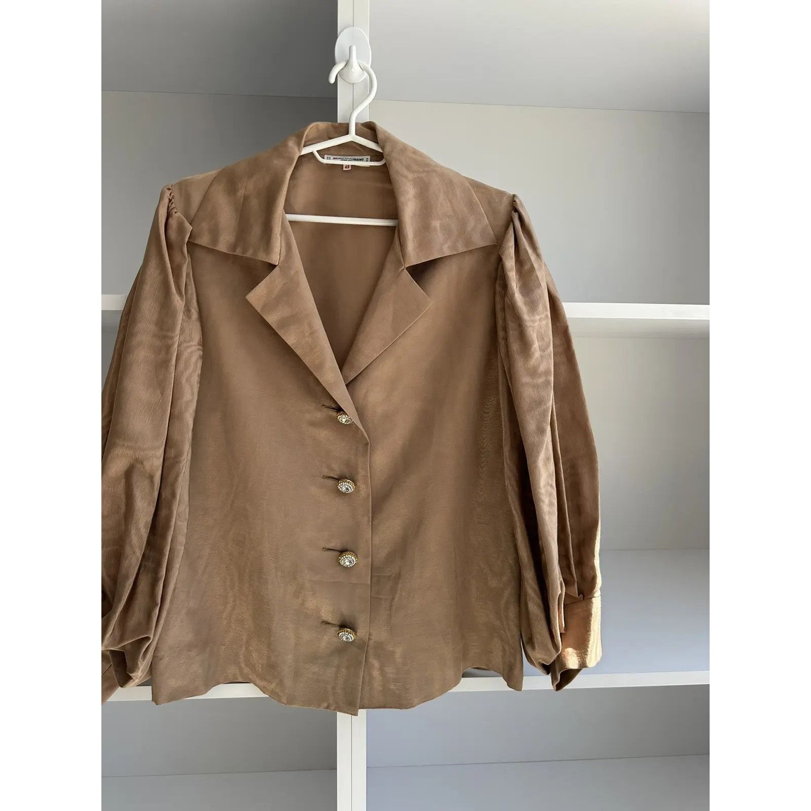 Saint Laurent Paris Vintage Saint Laurent Paris Rive Gauche Satin Blazer 80s Size L / US 10 / IT 46 - 7 Thumbnail