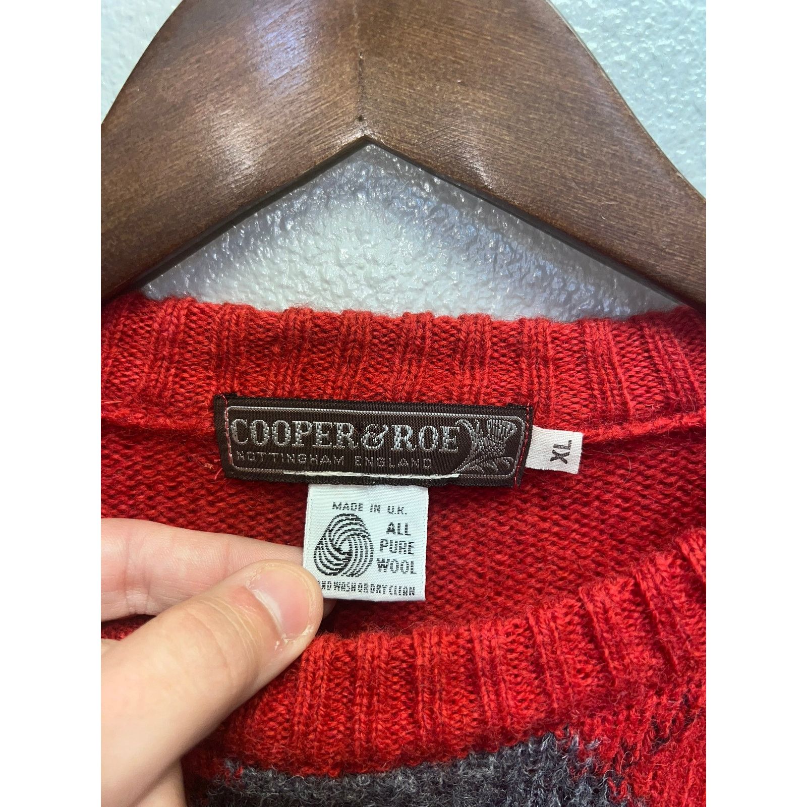 Vintage Vintage Red Wool Sweater Cooper & Roe Nottingham England L Size US L / EU 52-54 / 3 - 6 Thumbnail