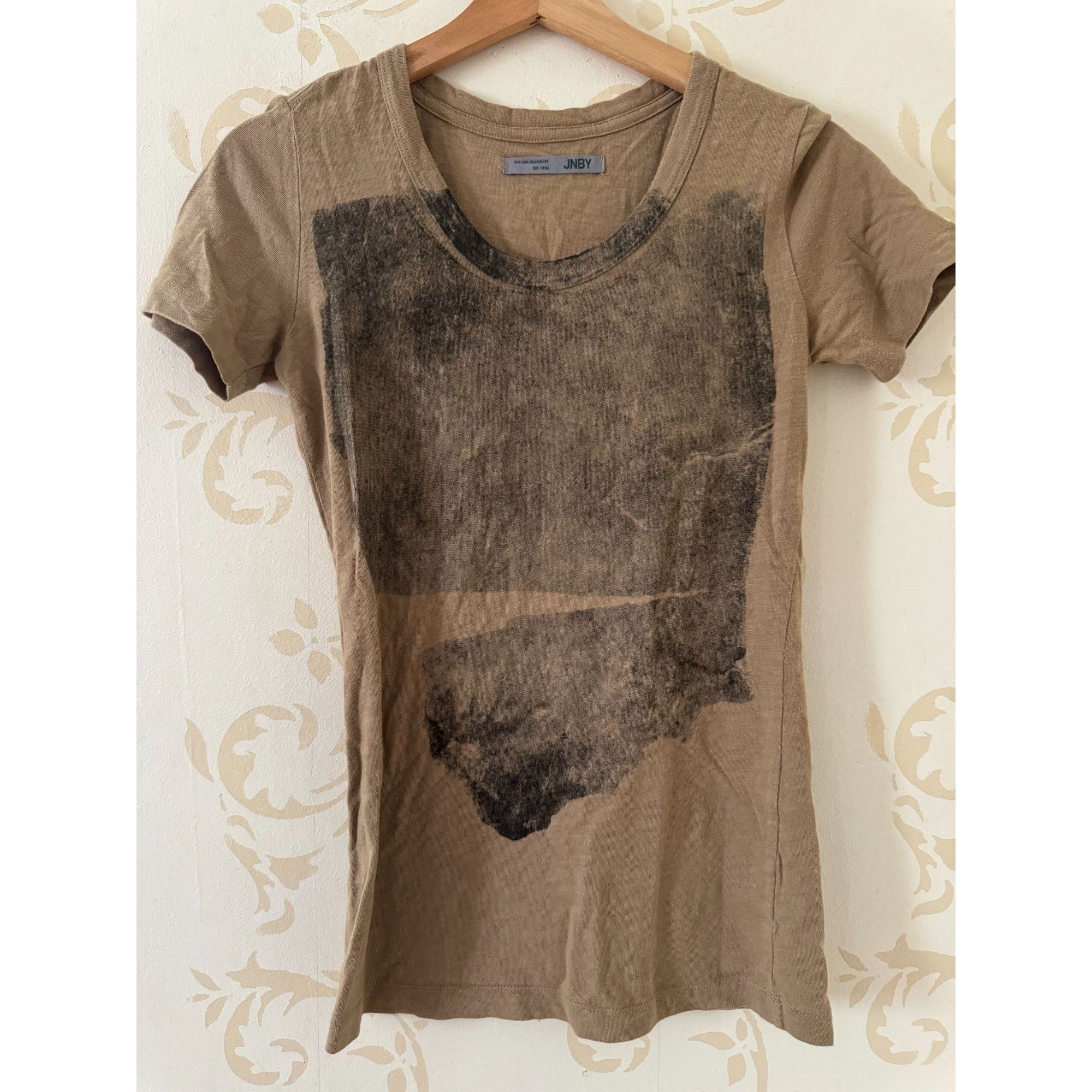 Other Ladies Size Small JNBY Olive Green Silk Screen T-Shirt Size S / US 4 / IT 40 - 1 Thumbnail