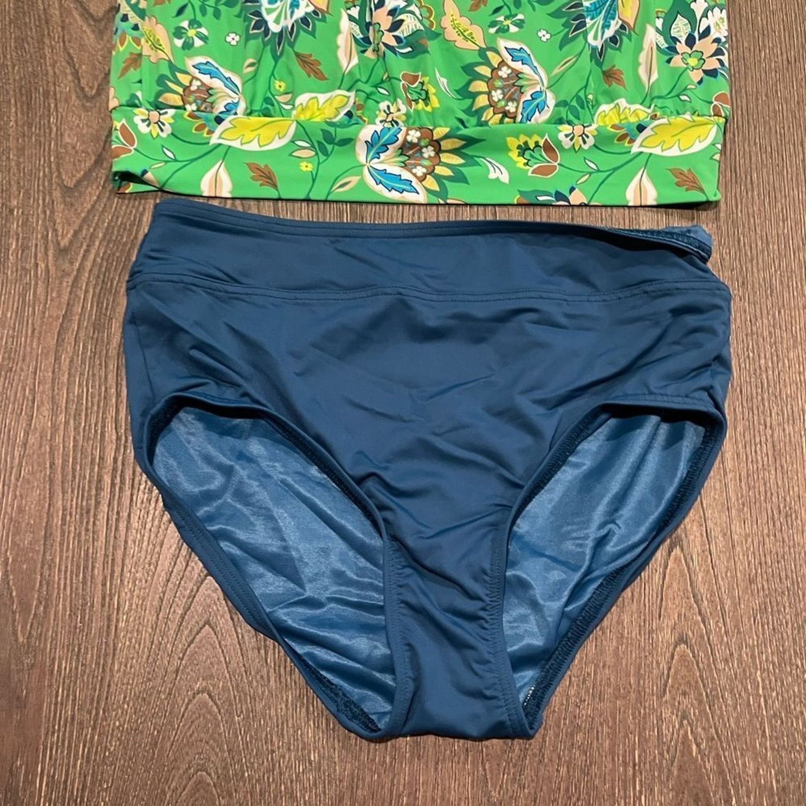 Vintage Lands End Bathing Suit Tankini Floral Tank Padded Size 4/6 Size ONE SIZE - 2 Thumbnail
