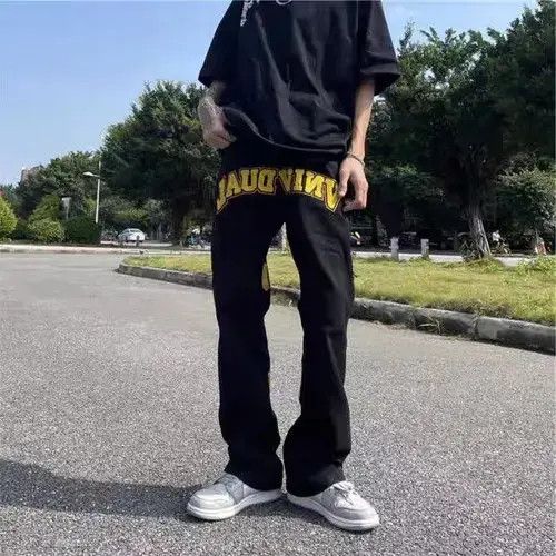 Japanese Brand × Jean Street letter embroidered straight casual jeans Size US 32 / EU 48 - 3 Thumbnail