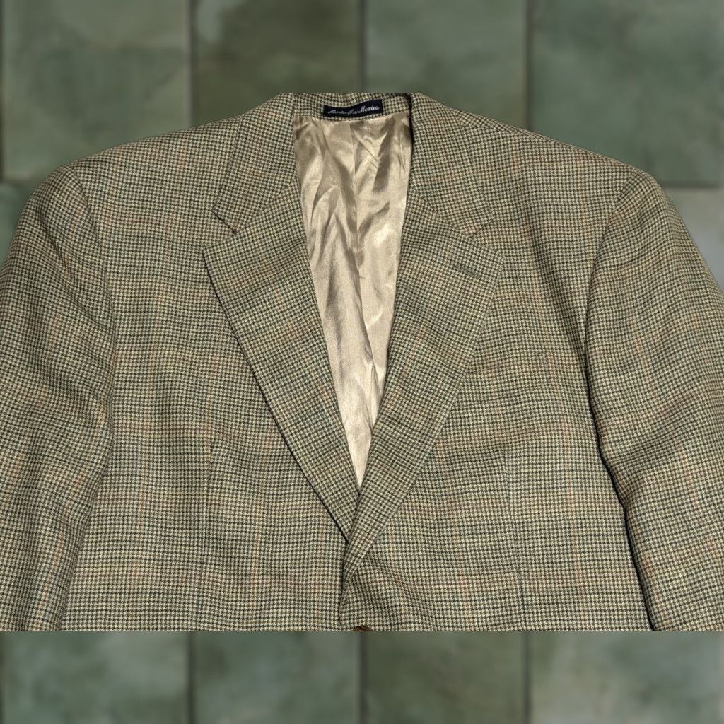Ralph Lauren Ralph Lauren Mens Blazer Sport Coat Houndstooth Wool Silk 42R Notch Lapel Single-Breasted 2-Button Front Dress Coat Size 42R - 1 Thumbnail