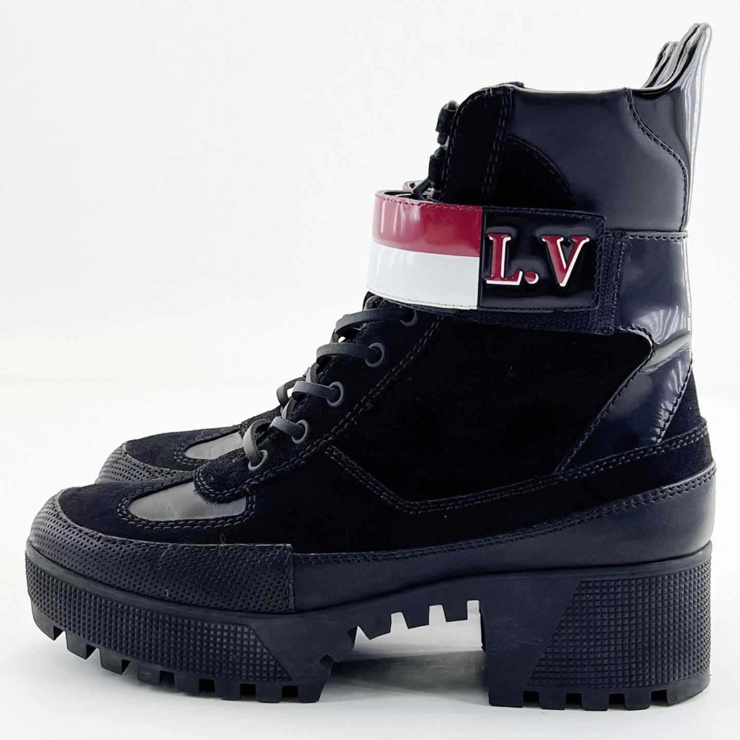 Louis Vuitton LV Black Leather Round Toe Platform Desert Boots Size US 7.5 / IT 37.5 - 1 Thumbnail