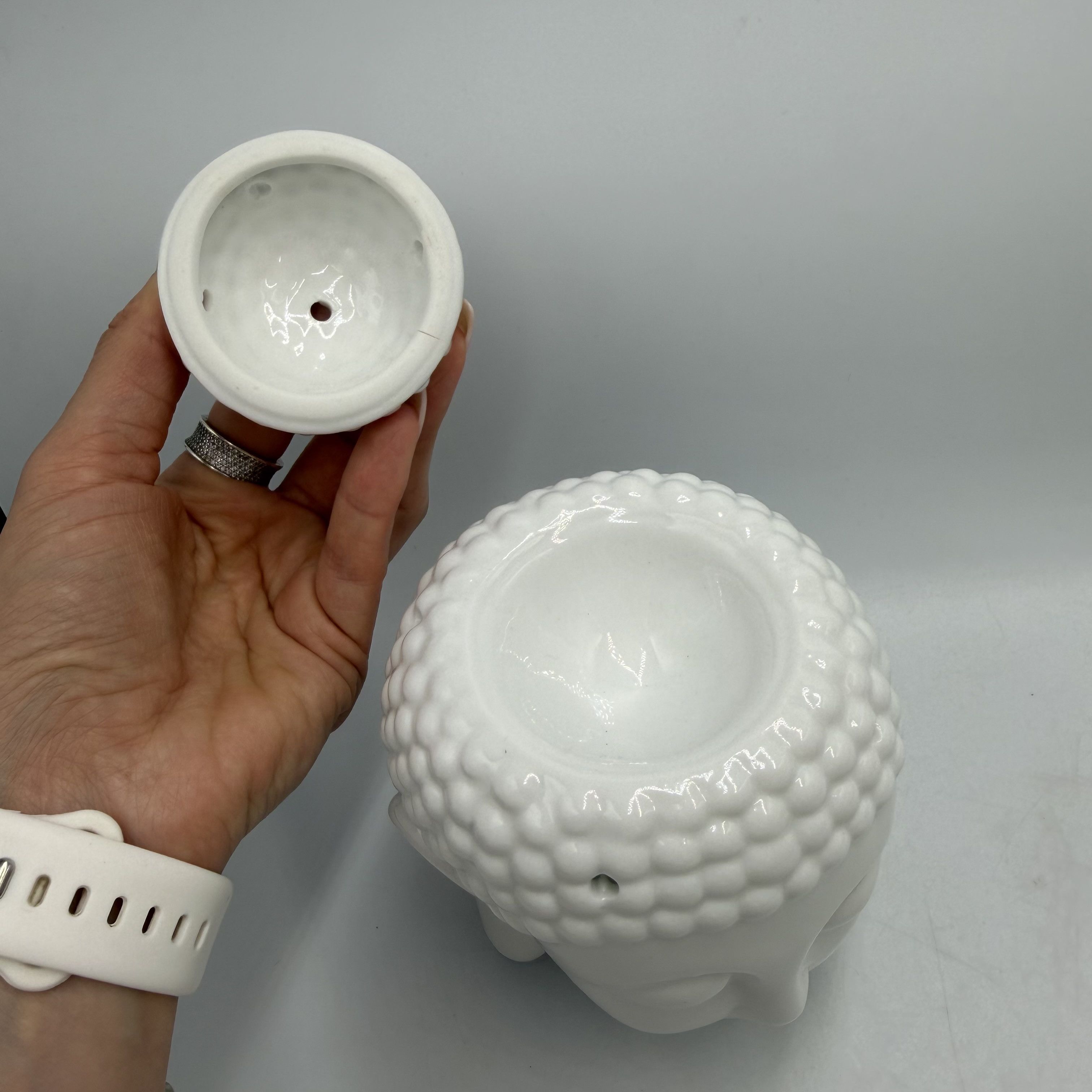Vintage Vintage White Ceramic Buddha Head Oil Burner Aroma Lamp Wax Size ONE SIZE - 5 Thumbnail