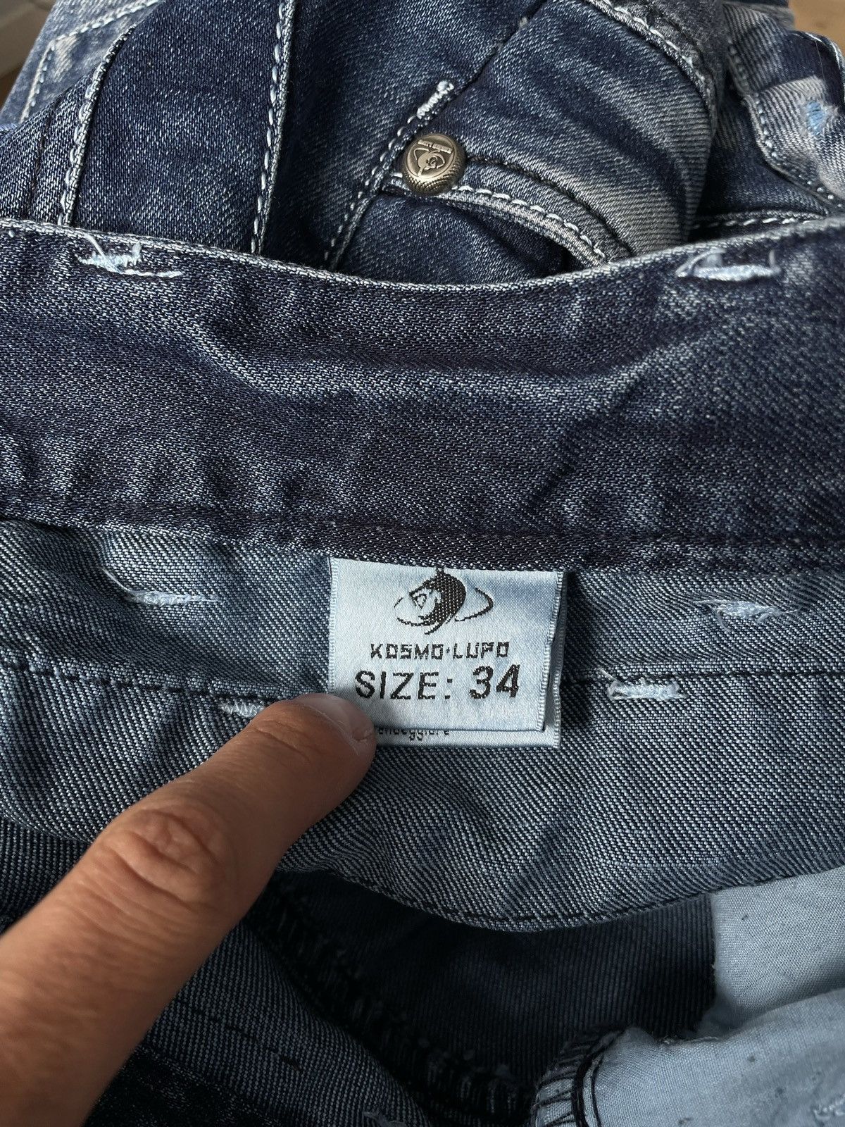 Japanese Brand Kosmo Lupo Black Vintage Denim Jeans Avant Garde Trousers Size US 34 / EU 50 - 13 Thumbnail