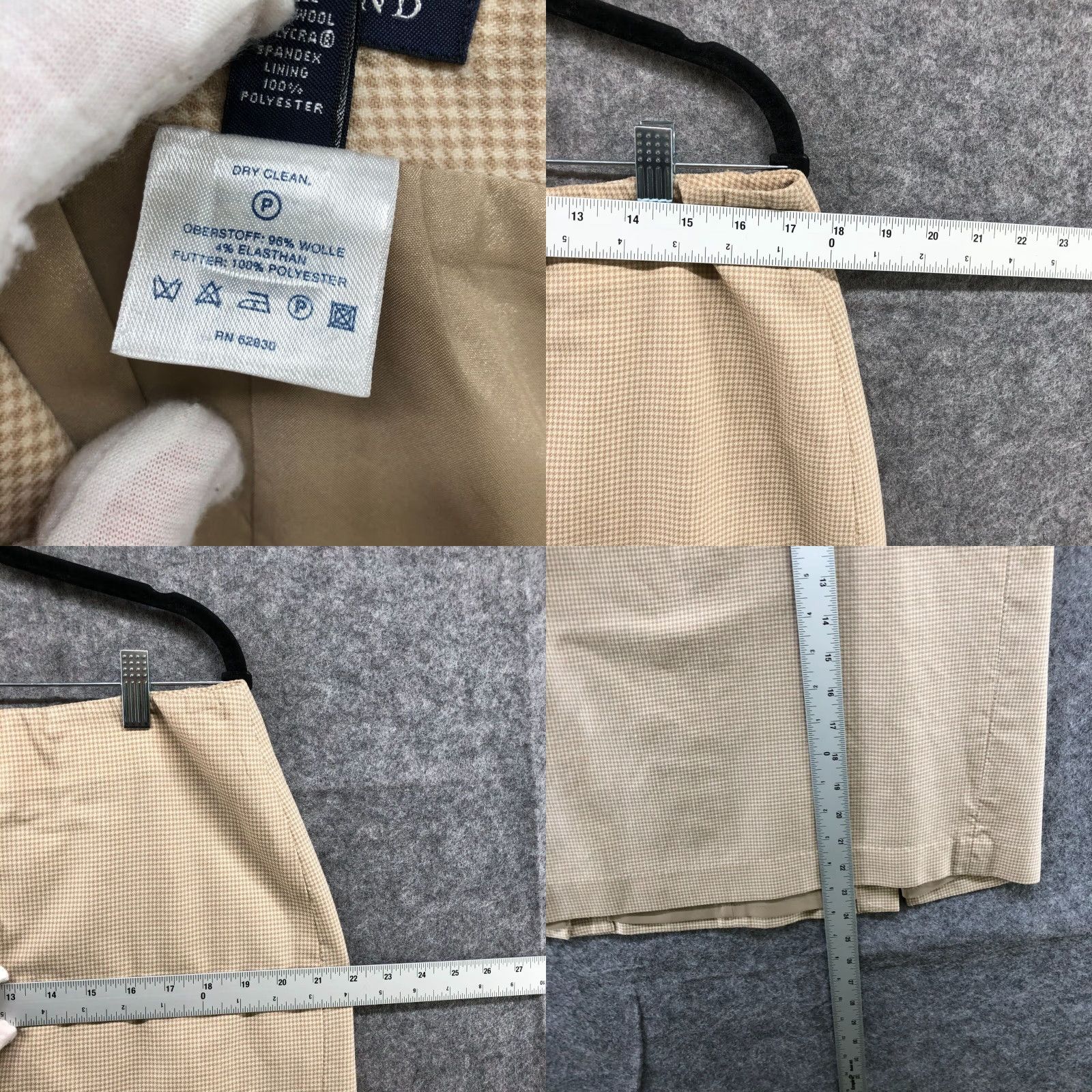 Lands' End Lands' End Wool Stretch Pencil Skirt Beige Size 16 Womens Knee Length Back Zip Plaid Plaid Workwear Formal Career Size 38" / US 16 / IT 52 - 8 Thumbnail