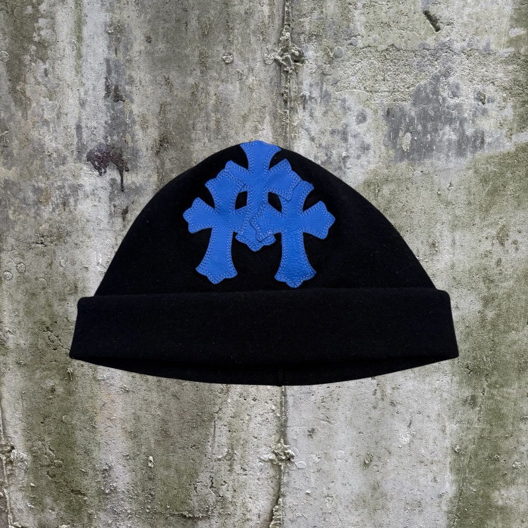 Chrome Hearts Triple Cross Leather Cashmere Beanie