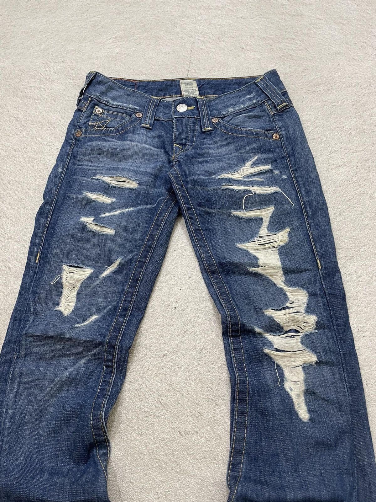 Japanese Brand 2000s Diesel Flare Denim Ripped Bootcut Jeans Wash Y2K Size US 28 / EU 44 - 2 Thumbnail