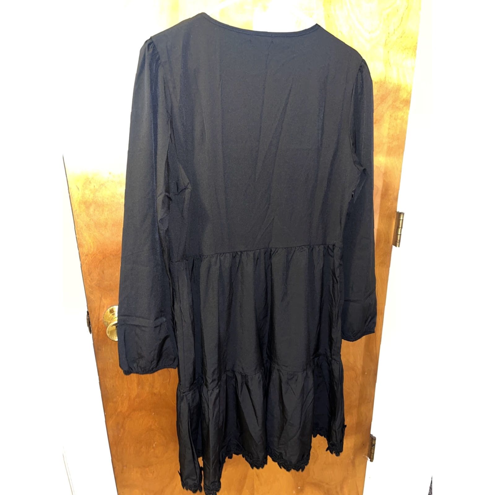 Vintage Sheilay Womens Black Flower Trim Boho Festival Party Dress 3XL NWT Size XXL / US 16-18 / IT 52-54 - 5 Thumbnail