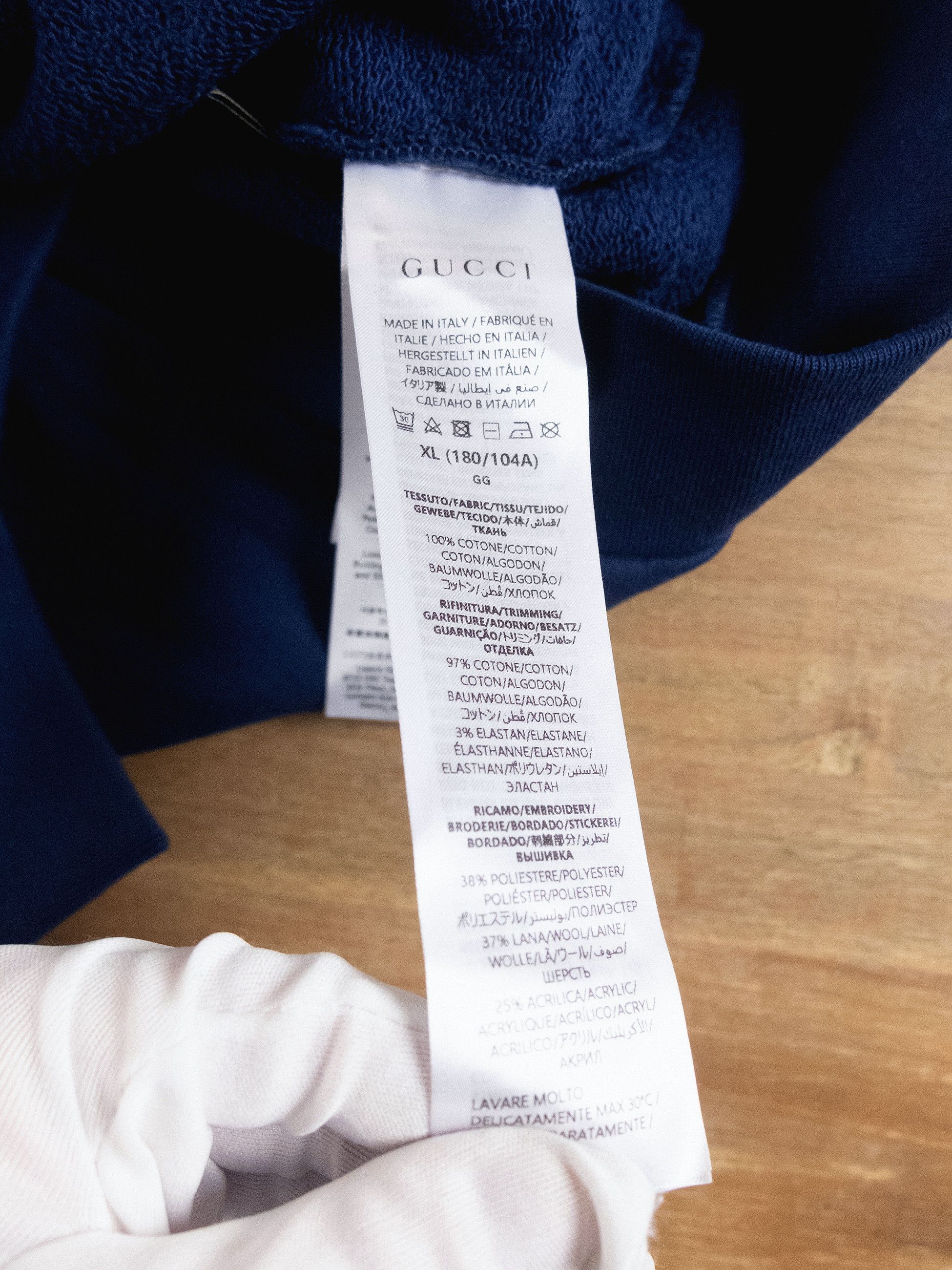 Gucci GUCCI navy blue hoodie with yellow 1921 interlocking G logo Size US XL / EU 56 / 4 - 10 Thumbnail
