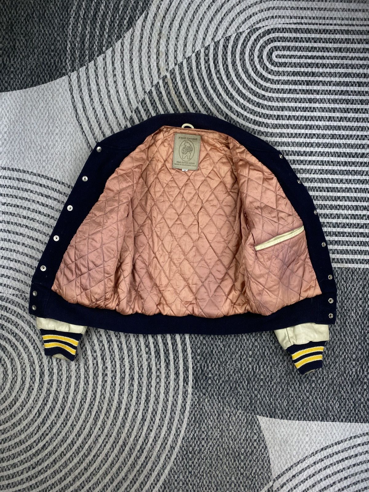 Golden Bear 🔥Vintage 80s Golden Bear Leather Sleeve Varsity Jacket Size US M / EU 48-50 / 2 - 5 Thumbnail