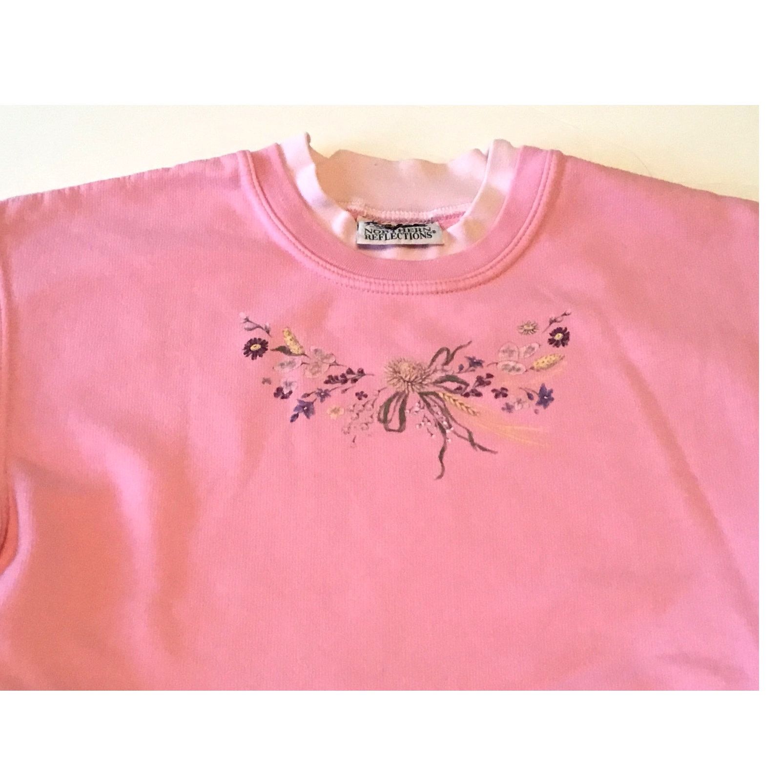Northern Reflections Northern Reflections Pink Sweatshirt Flowers Collar Size S / US 4 / IT 40 - 3 Thumbnail