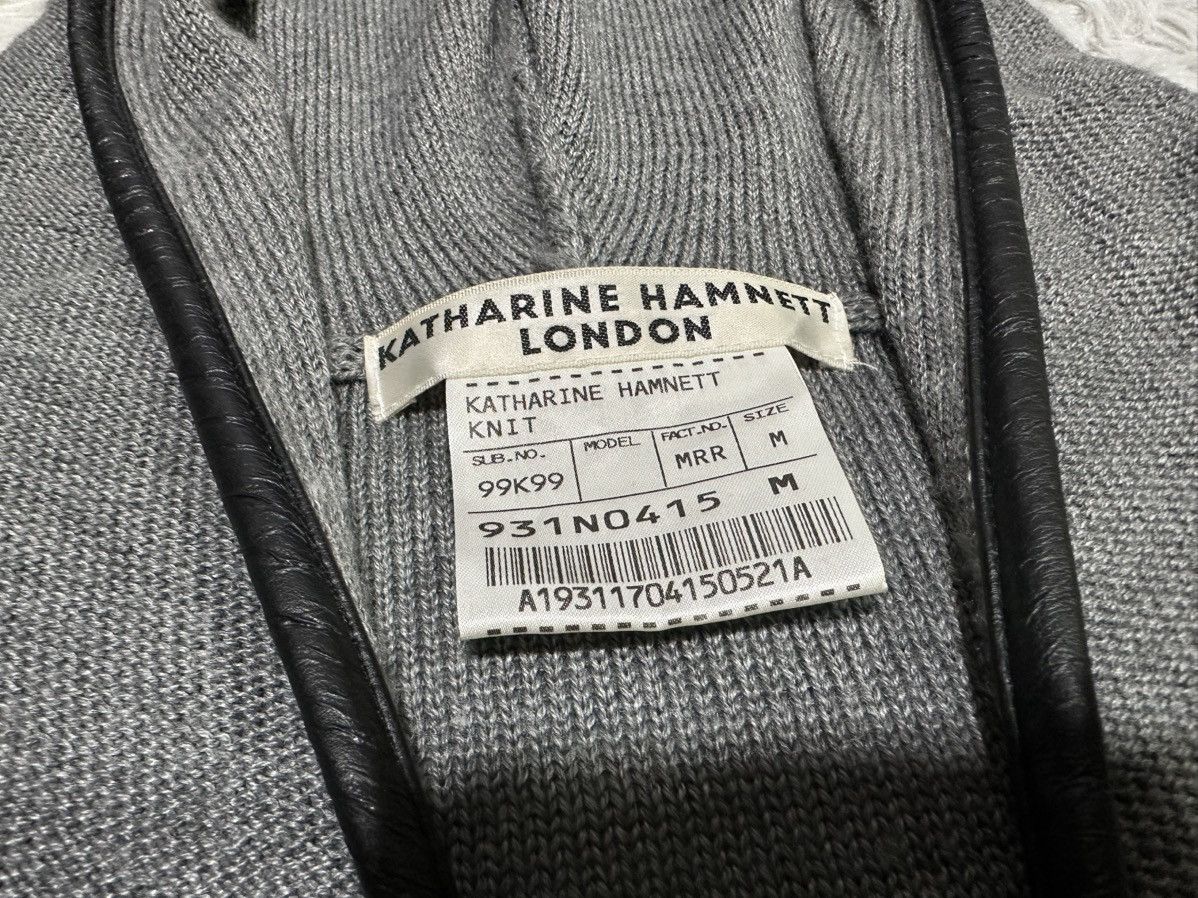 Katharine Hamnett London 🔥Y2K Vintage Katharine Hamnett Wool Knit Hoodie Leather Edge Size US M / EU 48-50 / 2 - 8 Thumbnail