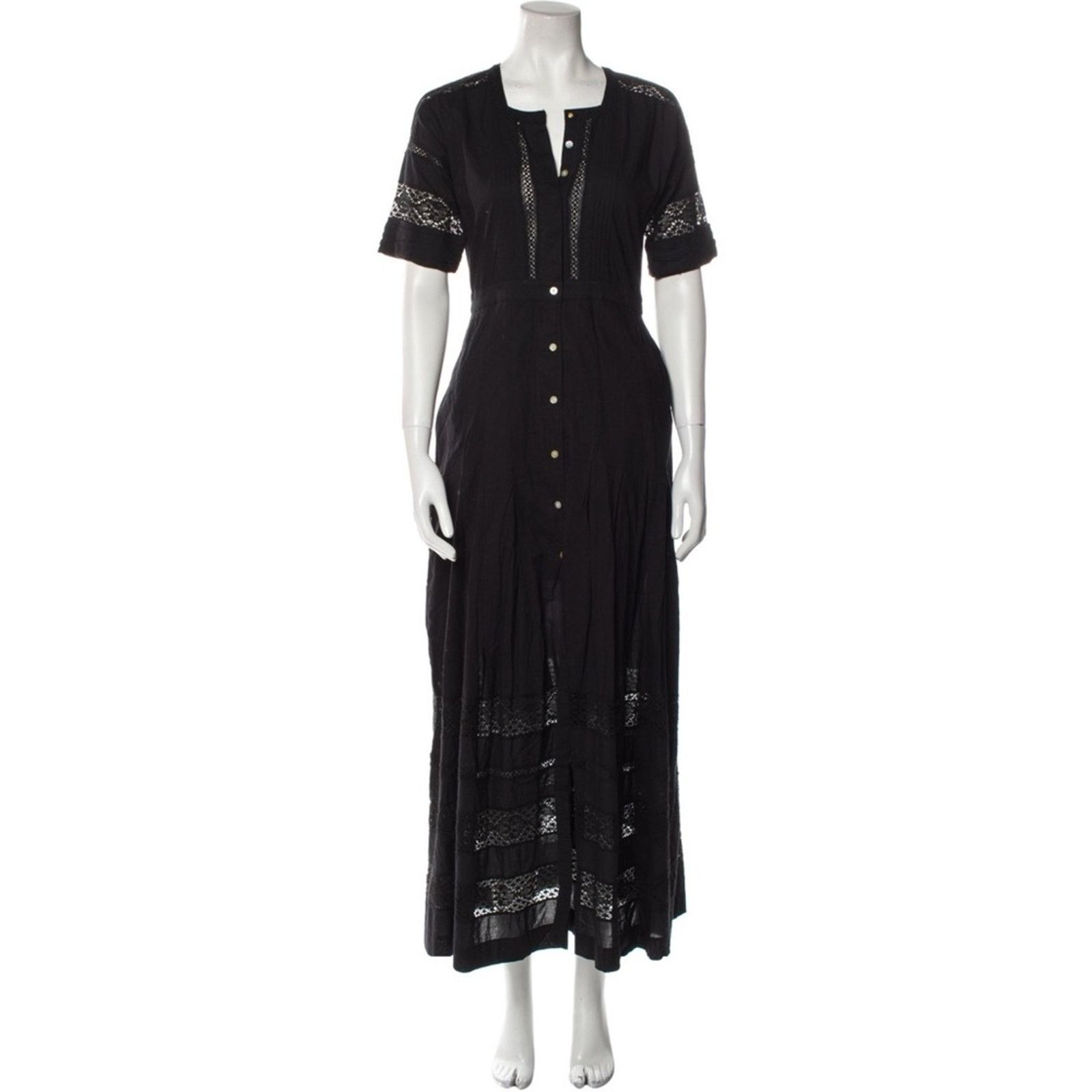 LoveShackFancy LoveShackFancy Edie Lace SS Long Dress - Black, Size M Size M / US 6-8 / IT 42-44 - 1 Thumbnail