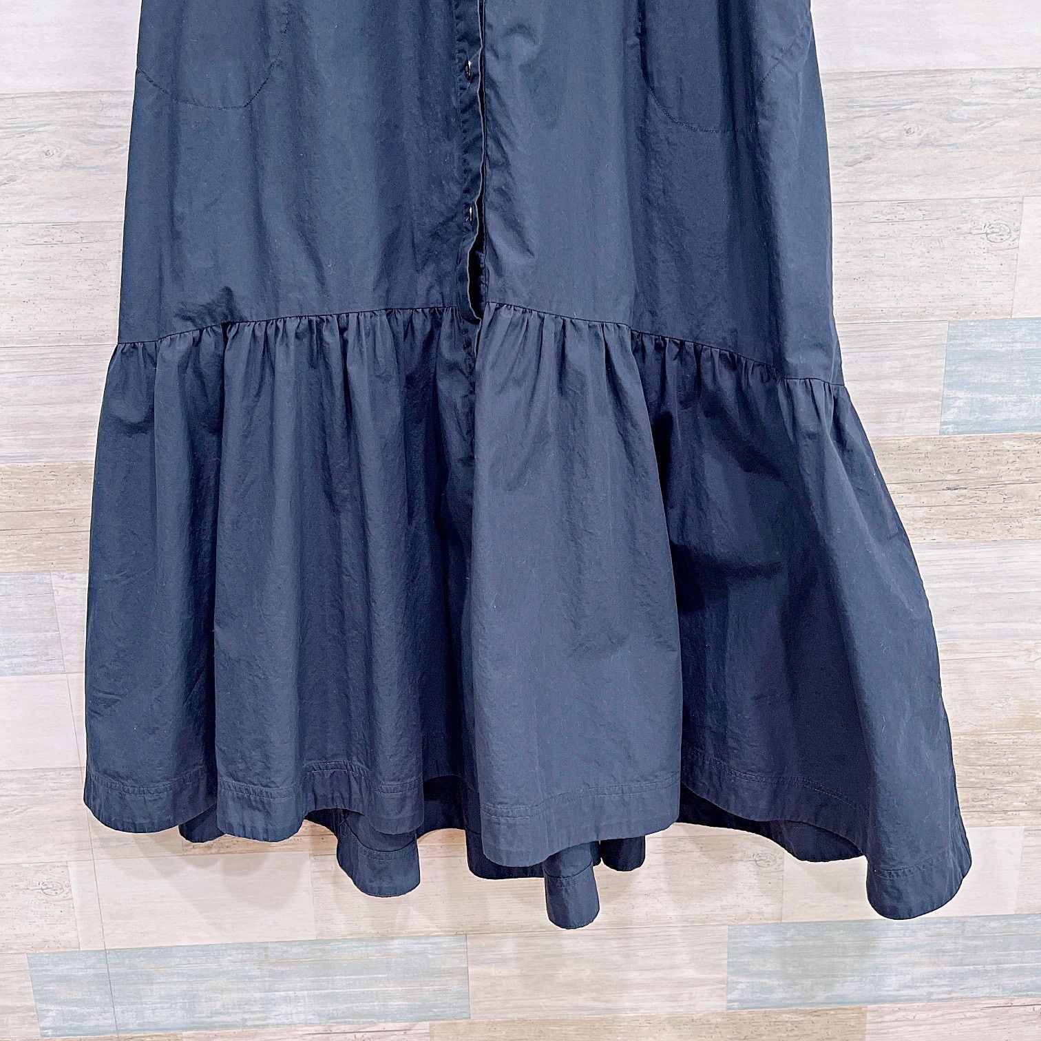 Anthropologie Maeve Paola Flounced Midi Shirt Dress Black Womens XS Size XS / US 0-2 / IT 36-38 - 3 Thumbnail
