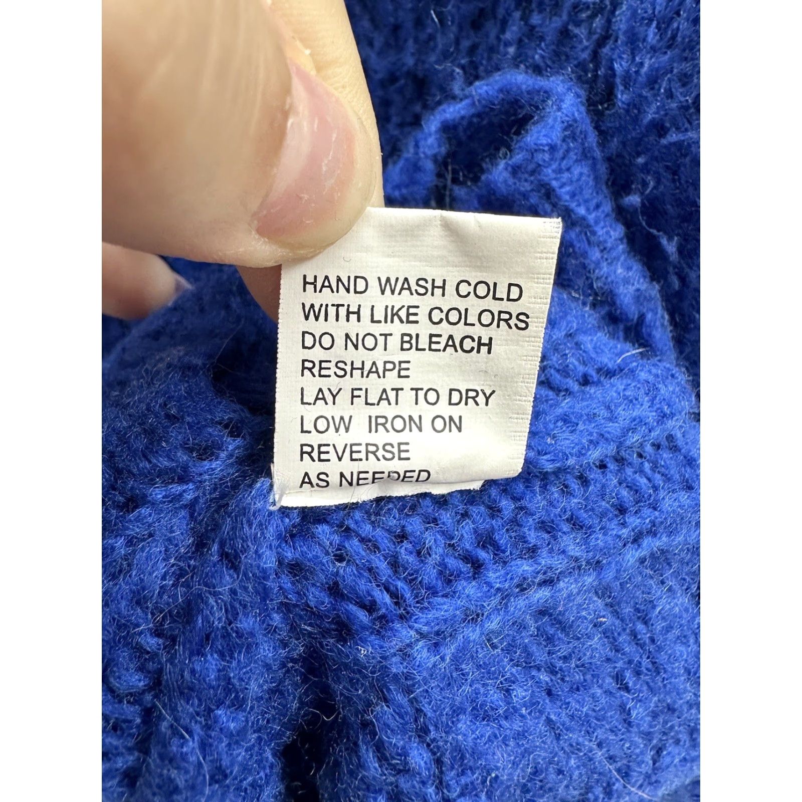 Vintage NY Collection Womens Sweater Petite Large Blue Knit Pullover Round Neck Long Sleeve Solid Regular Collarless Size L / US 10 / IT 46 - 6 Thumbnail