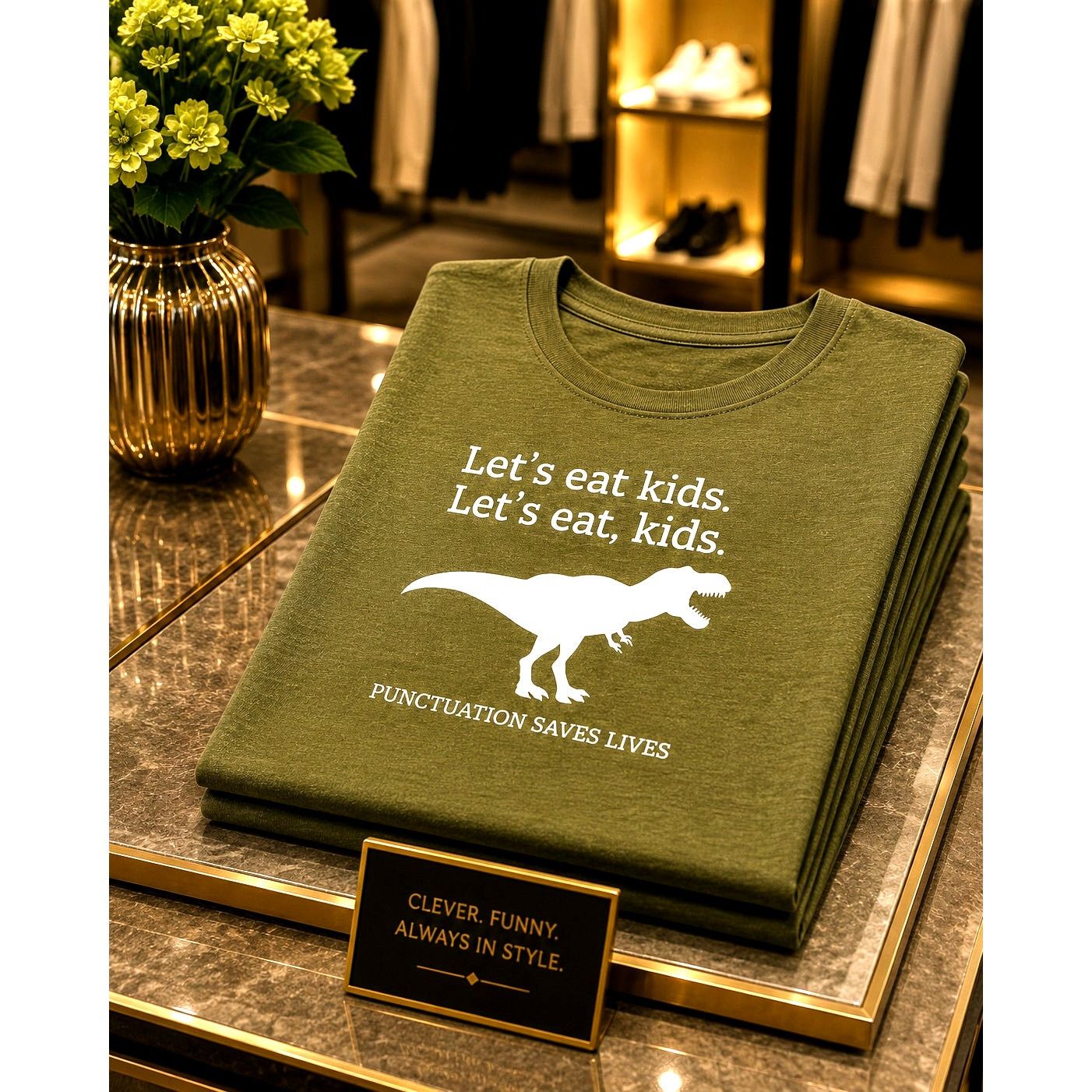 Other Dinosaur Print T Shirt Crew Neck Lets Eat Kids Funny 8/10 Size L / US 10 / IT 46 - 1 Thumbnail