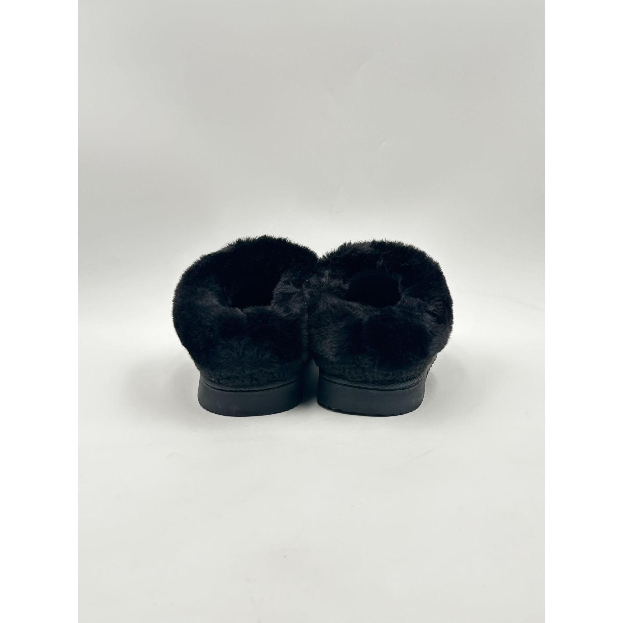 Other Dearfoams Memory Foam Slippers Womens 7-8 Black Faux Fur Cuf Size US 7 / IT 37 - 3 Thumbnail