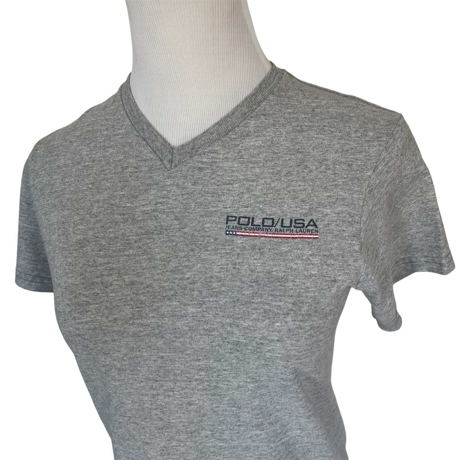 Polo Ralph Lauren Polo Jeans Ralph Lauren Short Sleeve Gray V-Neck Tee Shirt Size S / US 4 / IT 40 - 2 Thumbnail
