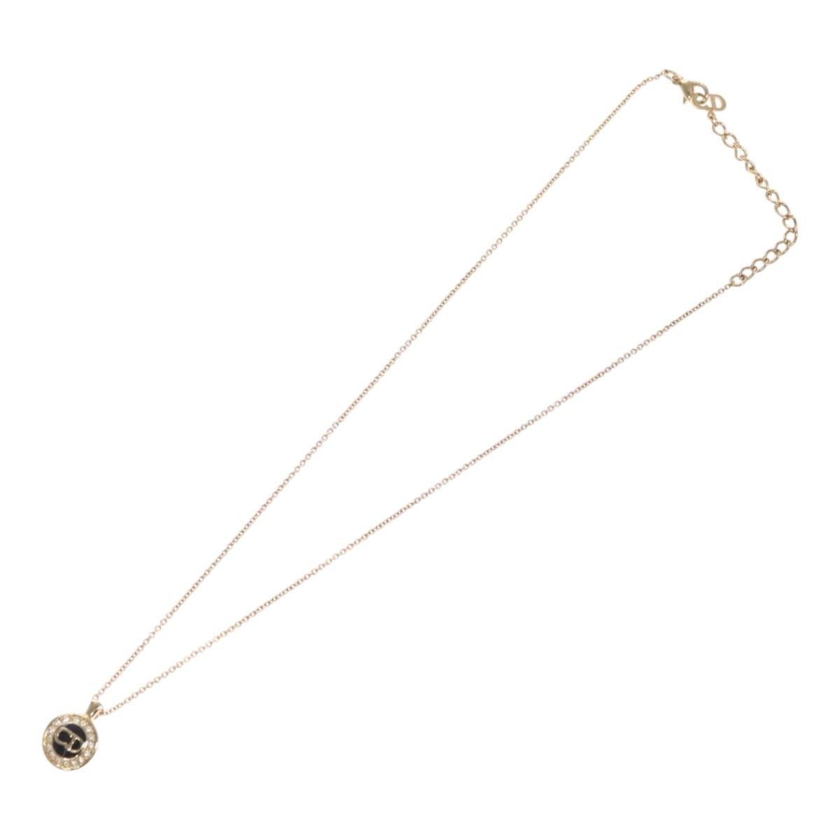 Christian Dior CD Round Pendant Necklace Metal and Crystals