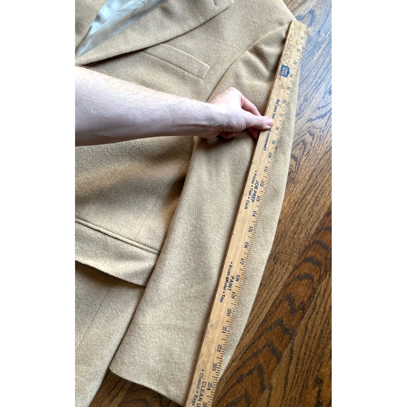 Hart Schaffner Marx Hart Schaffner Marx Loro Piana Blazer Beige Long Coat - 44L - Classic Mens Jacket Size 44R - 7 Thumbnail
