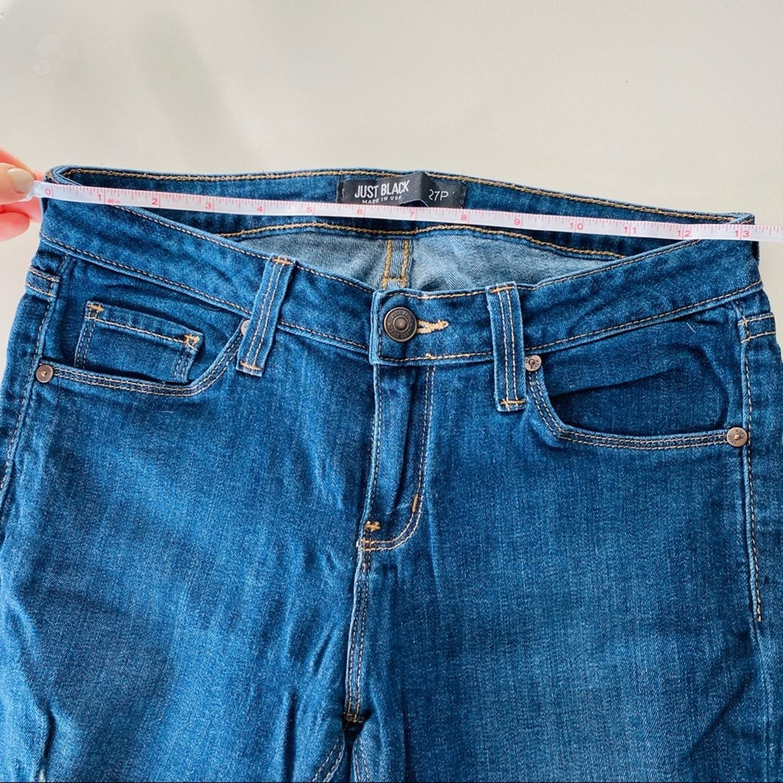 Lululemon JUST BLACK Blue Distressed Ripped Skinny Low Rise Denim Jean Size 27" / US 4 / IT 40 - 8 Thumbnail