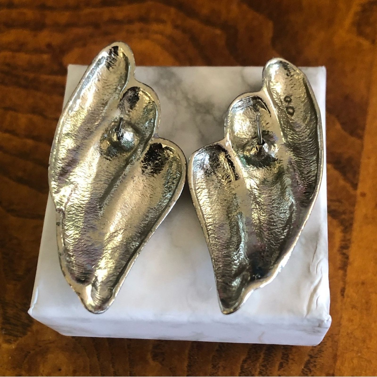 Vintage Vintage 80s large Angel wing style silver plated earrings Size ONE SIZE - 4 Thumbnail