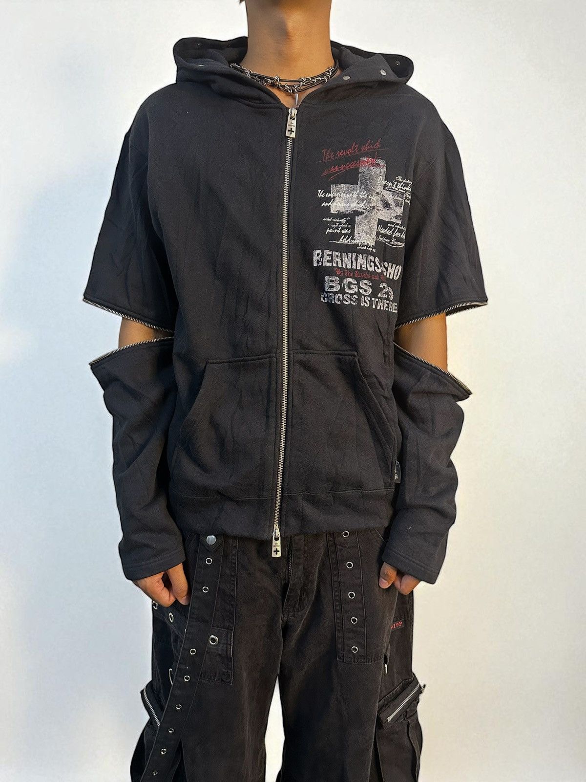 Japanese Brand L.G.B Style Goth Zip Hoodie Detachable Sleeve Japan Archive Size US L / EU 52-54 / 3 - 8 Thumbnail