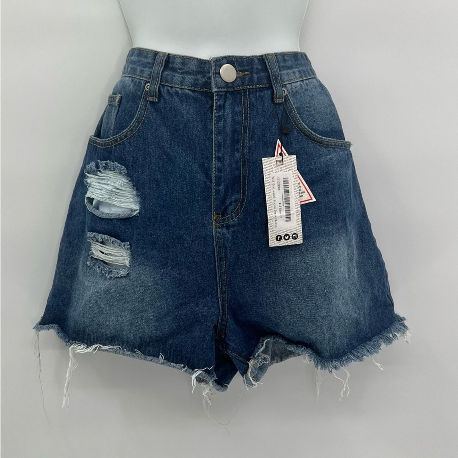 Boohoo BOOHOO TALL DISTRESSED FRAYED JEAN SHORTS SZ 8 NWT Size 30" / US 8 / IT 44 - 1 Thumbnail