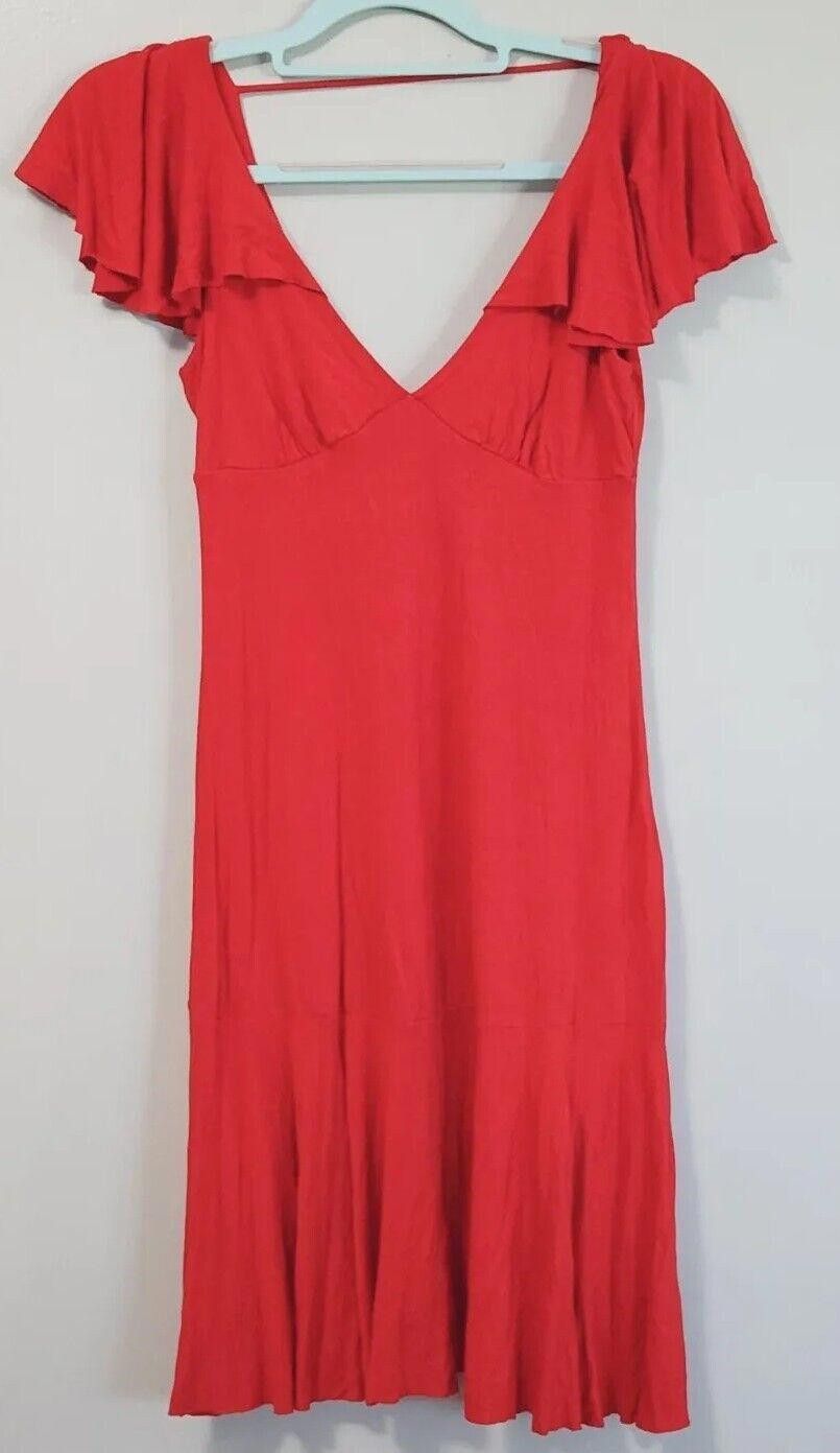 Armani Exchange Armani Exchange Dress Medium Low Back Red V Neck Cap Flutter Size M / US 6-8 / IT 42-44 - 1 Thumbnail