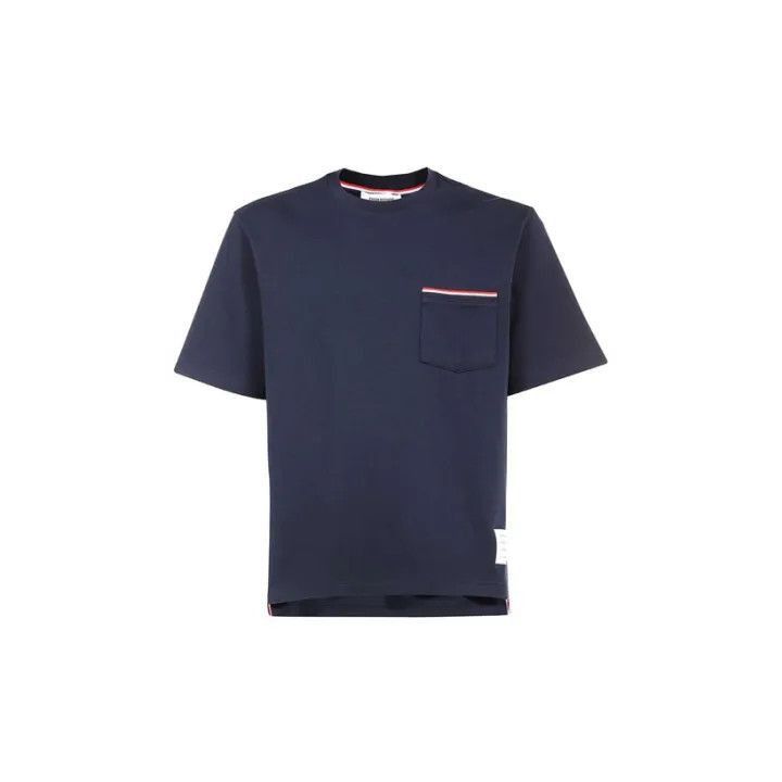 Thom Browne Thom Browne Navy Ribbed Detail Crewneck T-Shirt -2507 Size US XL / EU 56 / 4 - 7 Thumbnail
