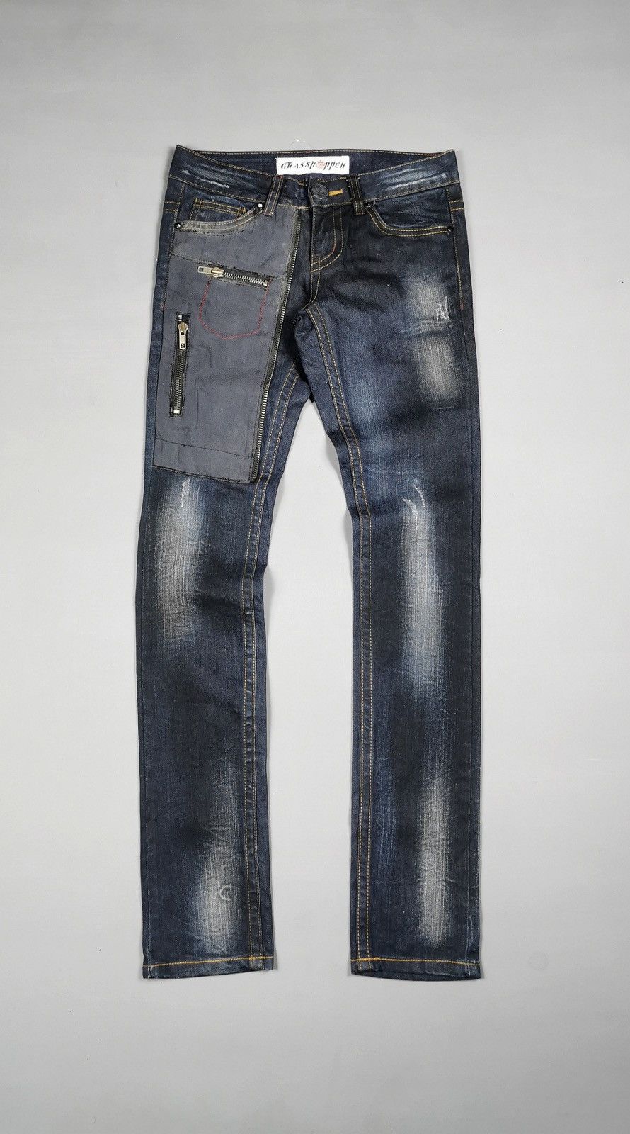 Le Grande Bleu (L.G.B.) Grasshopper Patch Zipper Pocket Skinny Jeans Size US 28 / EU 44 - 1 Thumbnail