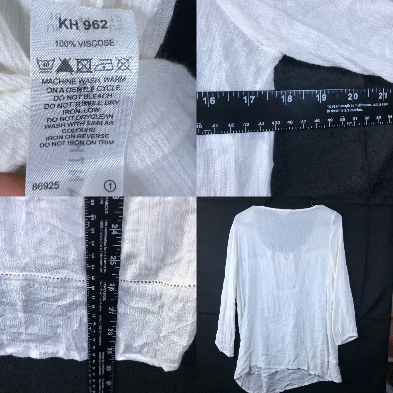 Vintage Anthology Shirt White Embroidered Sheer Long Sleeve 12 Viscose Womens Shirt Casual Workwear 100% Viscose XS-XL? Size XL / US 12-14 / IT 48-50 - 8 Thumbnail