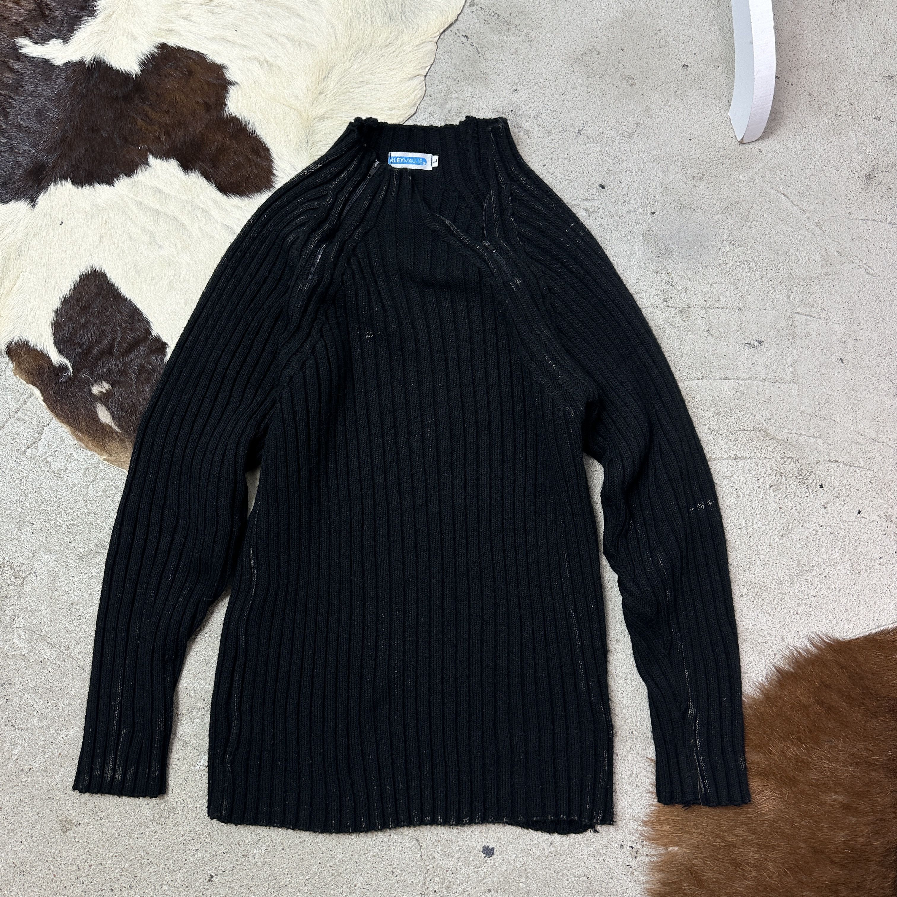 Vintage Vintage Ribbed Asymmetrical Zippers Sweater Y2K Size M / US 6-8 / IT 42-44 - 2 Thumbnail
