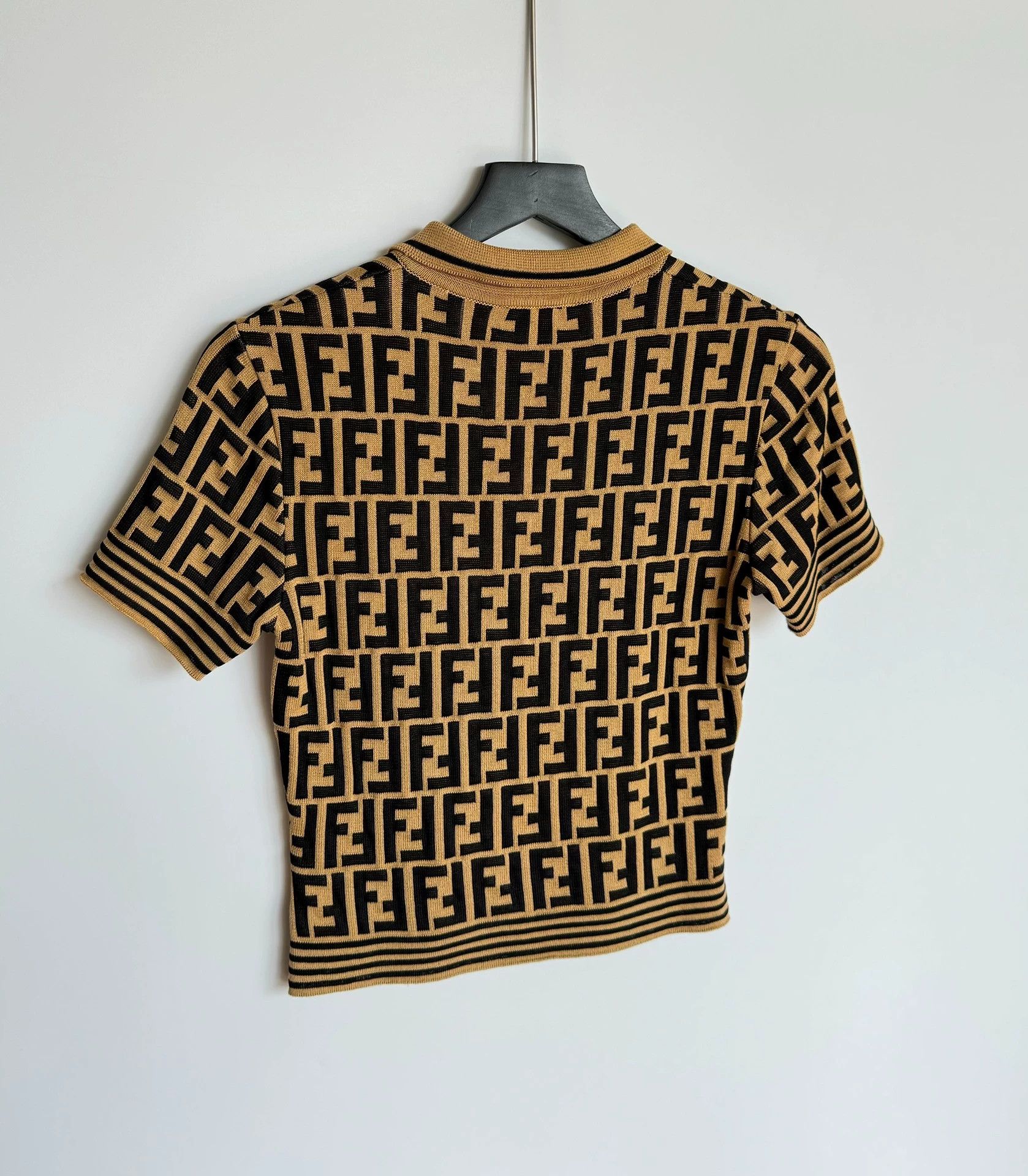Fendi Fendi Full Print Logo Polo Shirt - Size 38 Size S / US 4 / IT 40 - 4 Thumbnail